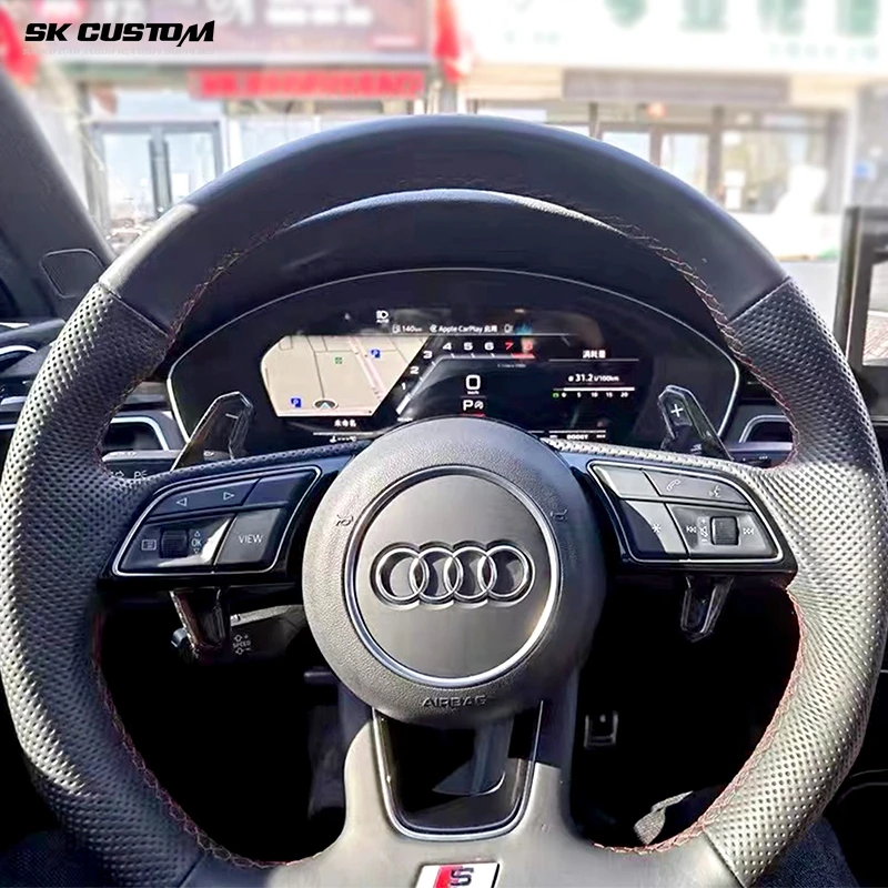 SK 커스텀 아우디 카본 파이버 스티어링 휠 시프트 패드 교체 설치 A3A4S5 RS3 B8 A6 TT R8 개조 시프트 패드