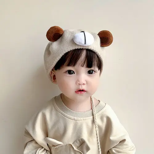 한국 아기 베레모 모자, 귀여운 곰, 어린이, 남아, 여아, 니트 모자, 겨울 만화, 따뜻한 유아 비니 모자, 보넷 기자 2
