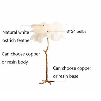 Nordic LED Floor Lamp for Living Room Modern Resin Luxury Ostrich Feather Floor Lamps Bedroom Sofa Corner Indoor Standing Lights 3