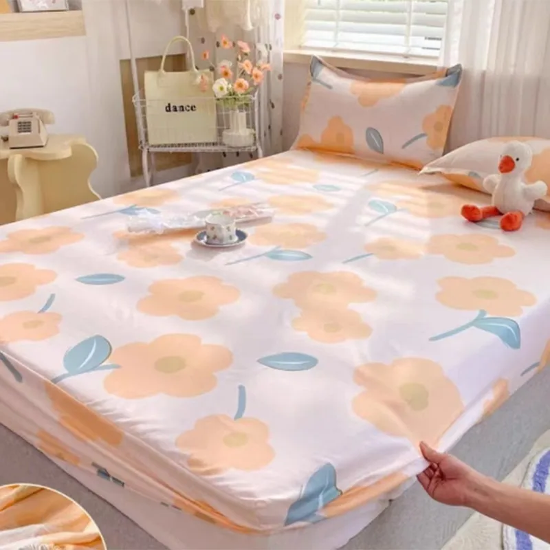 New Product 100% Cotton Printing Bed Mattress Set with Four Corners And Elastic Band Sheets 1pcs Home Textile Fitted Sheet 6