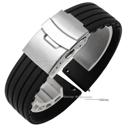 Universal Waterproof Sports Silicone Watch Band - Premium Rubber Strap for 20mm (Black)