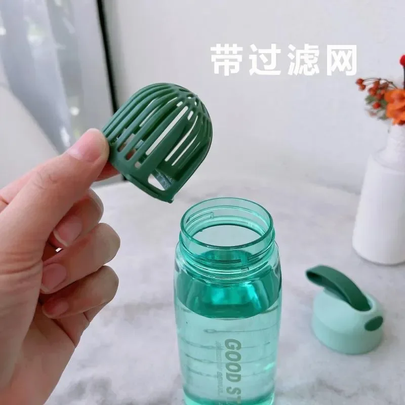 Portable strainer handy cup Space cup Plastic cup teacup with scale ins cup male and female student water bottles