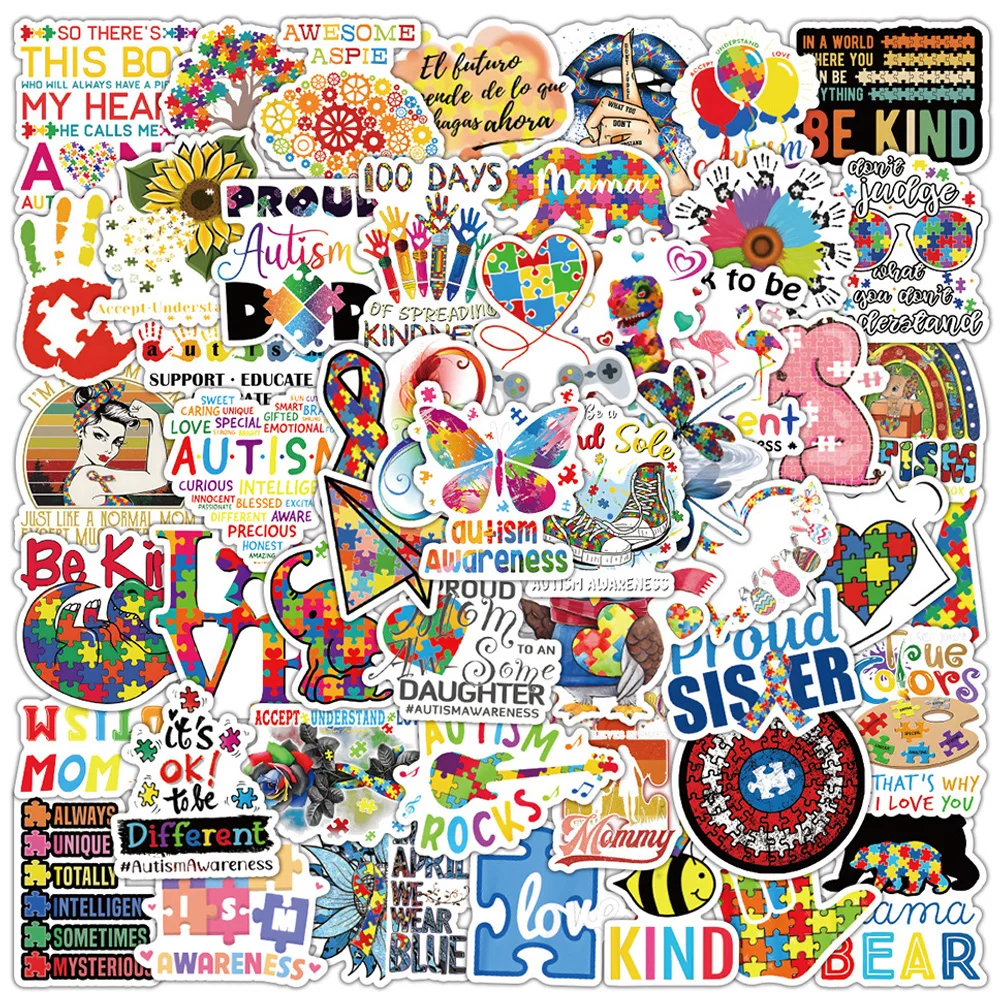 10/30/50pcs Autism Awareness Graffiti Stickers Decal Stationery DIY Scrapbook Laptop Phone Guitar Diary Cartoon Sticker Kid Toy