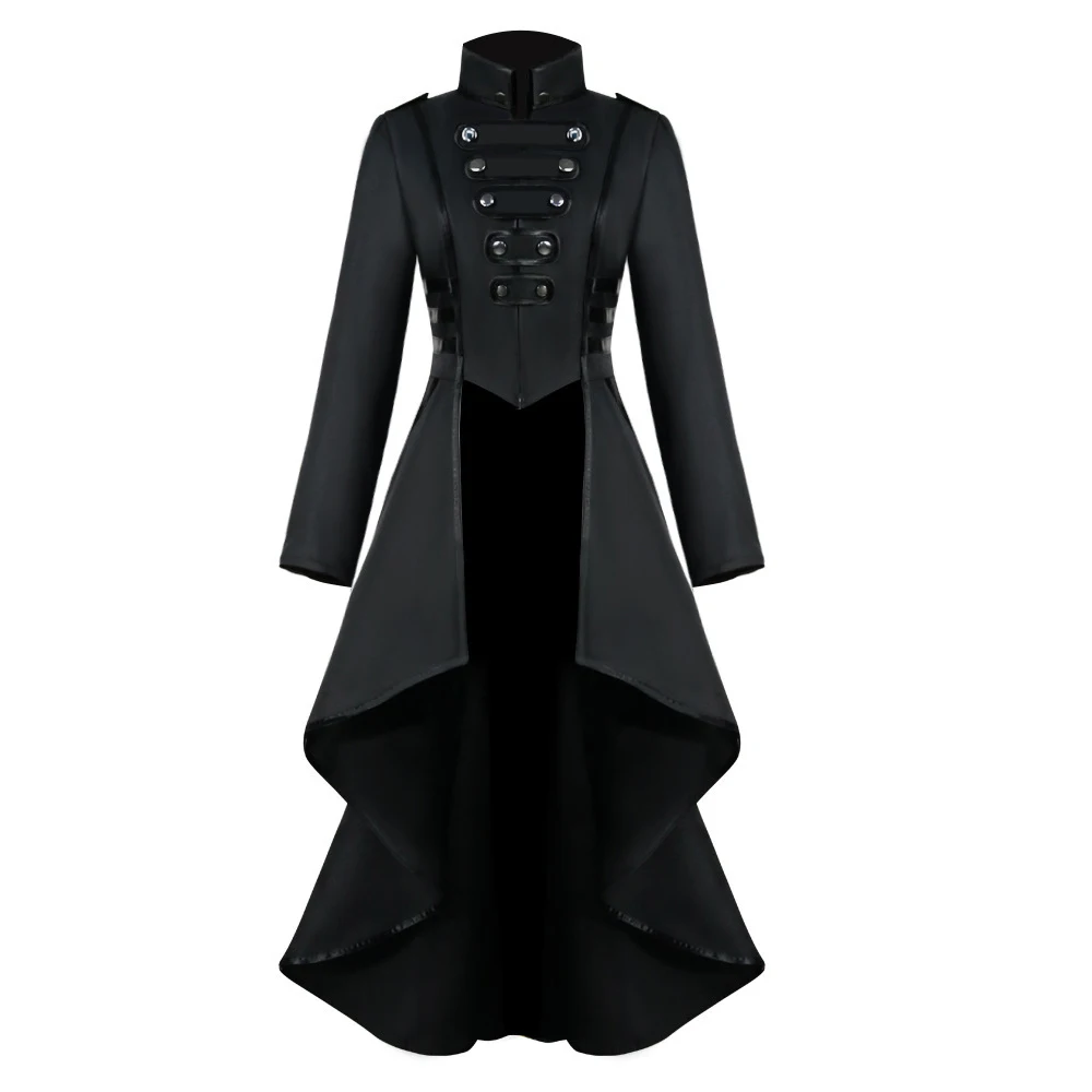 thumbnail image 1 of Chaquetas de mujer de talla grande, estilo gótico, steampunk, con botones, corsé de encaje, disfraz de Halloween, chaqueta de frac, abrigo de otoño e invierno para mujer, 1 of 5