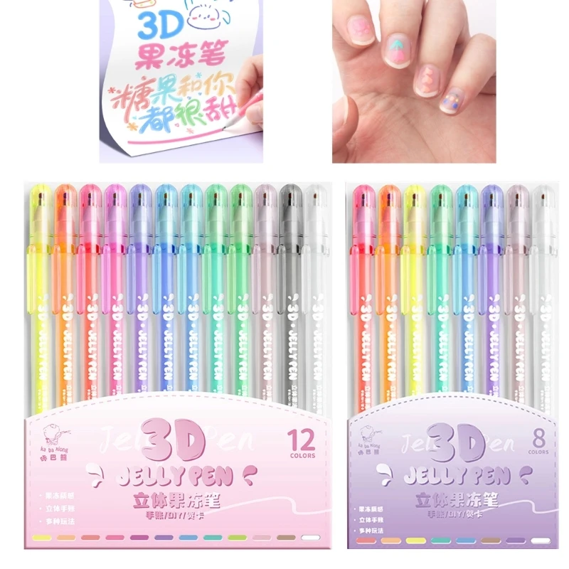 

Handwriting Pens For Writing for Coloring Book Art Supplies Point Marker 3D Jelly Pen Set Candy Color Gel Pen