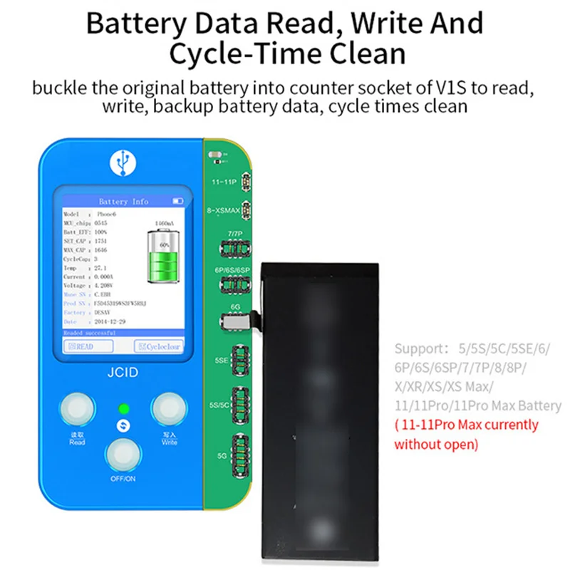 JC V1SE Telefon Ture Ton Reparatur Programmierer für Telefon 7 7P 8 8P X XR XS XSMAX 11 proMAX 12 13 Batterie Fingerprint SN Reader