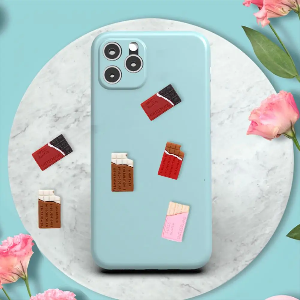 10Pcs Love Chocolate Charms Simulation 3D Dessert Food Mini Ornament Handmade Material Flat Back DIY Phone Case Accessories Deco