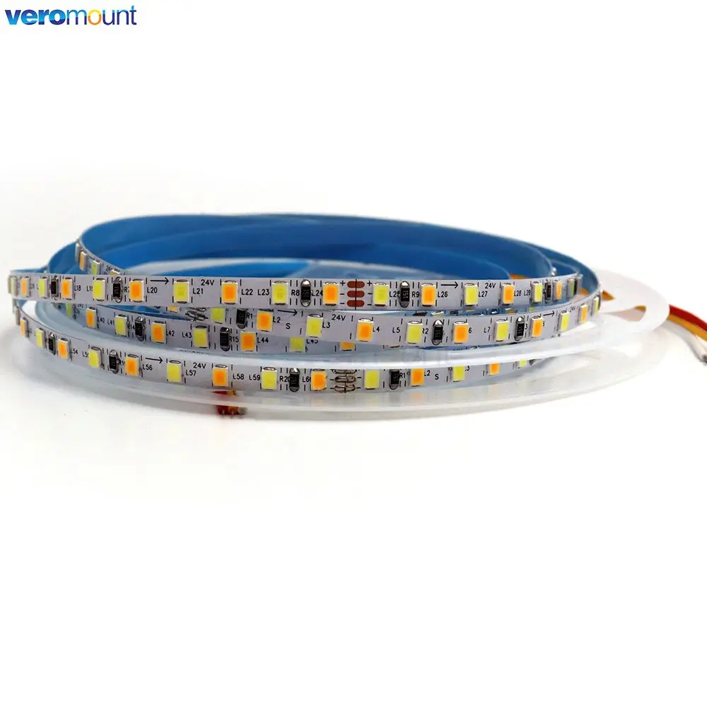 5m 5mm 8mm 12mm 2835 CCT Dual White Dimmable LED Strip Light 12V 24V DC WW CW Color Temperature Adjustable Flexible Tape Ribbon