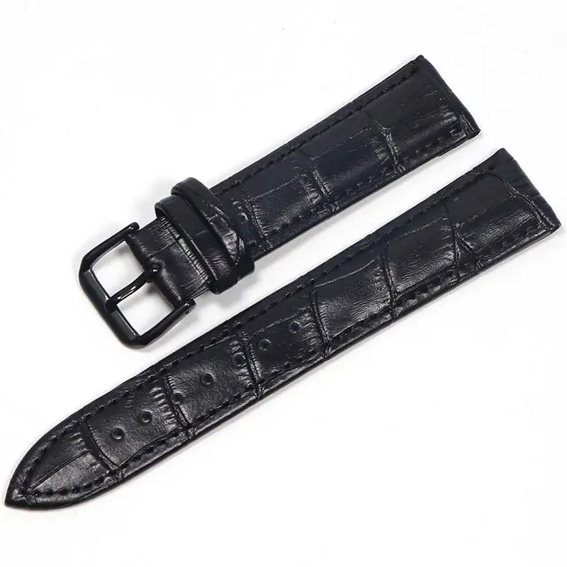 Cinturino Per Orologio In Vera Pelle Morbida Da Donna – Larghezza 12 Mm, Colore Nero, Fibbia Dorata, Con Perni A Molla Inclusi