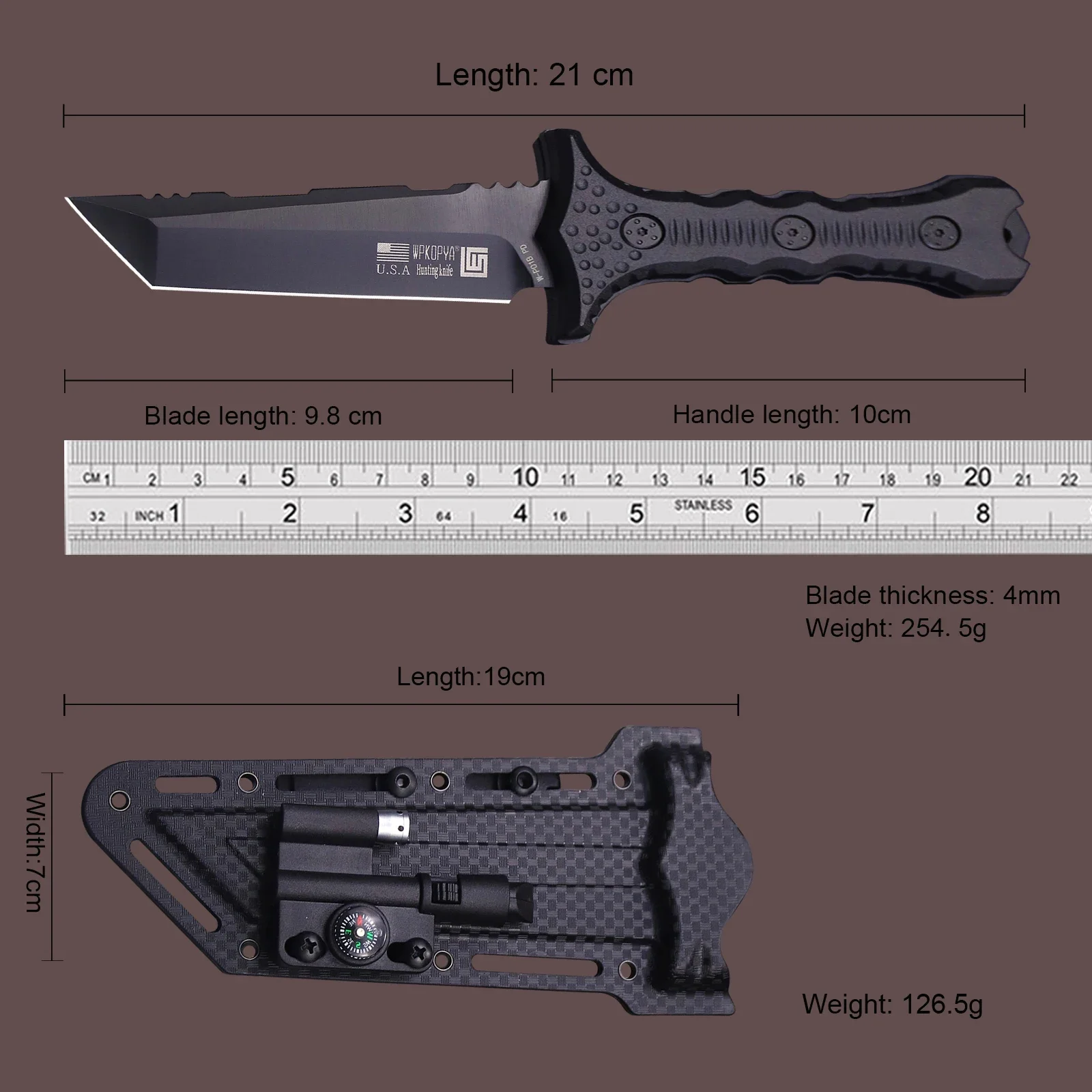 WPKOPYA (U.S.A) outdoor hunting straight Knife Blade HQ