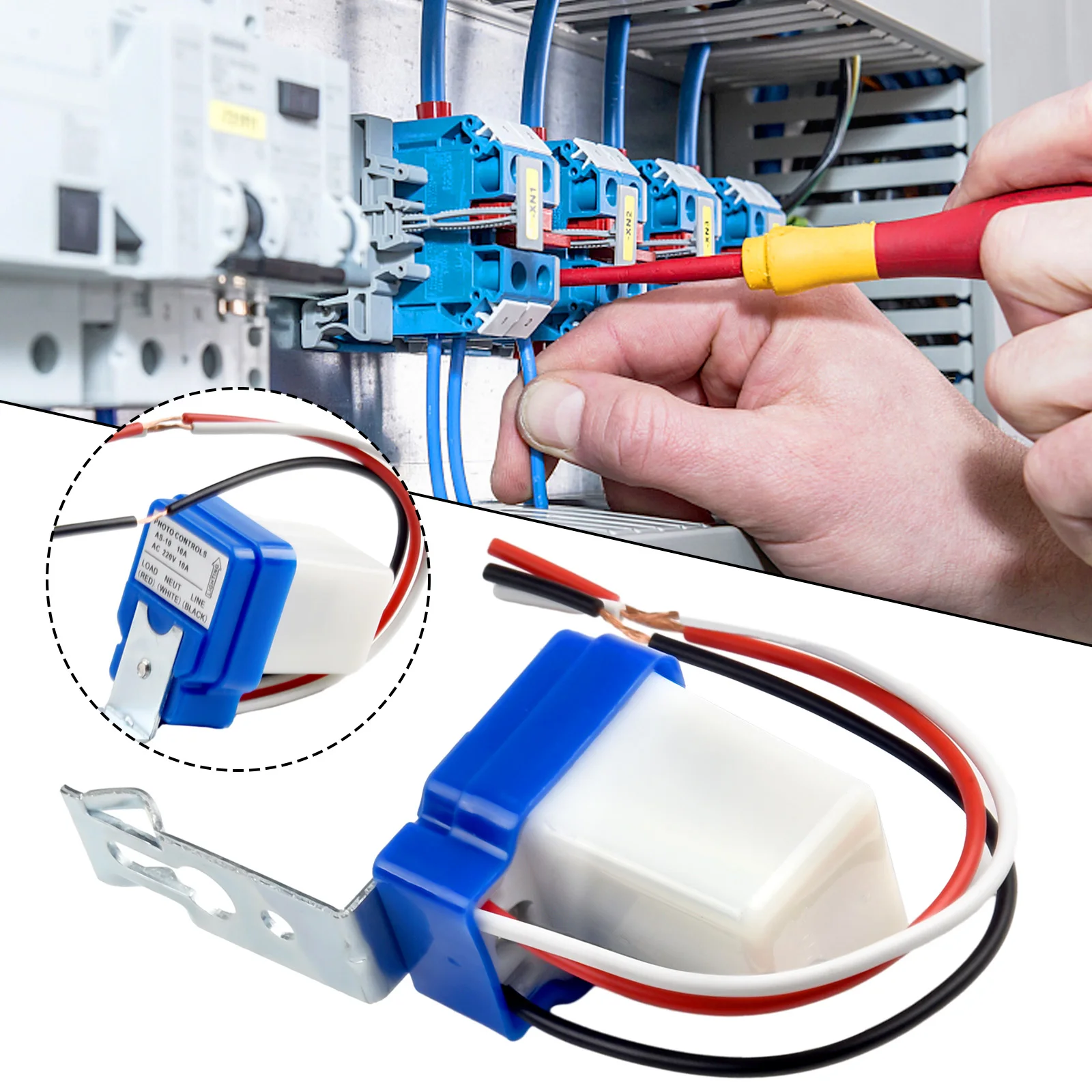 가로등 자동화용 광전지 스위치는 AC/DC 전압 레벨 12V, 24V 및 220V와 호환되며, 최대 부하 전류는 10A입니다.