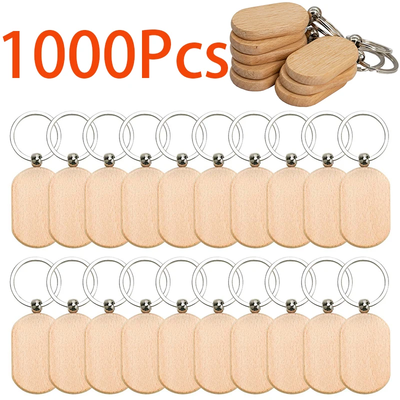 

1000 Pcs Blank Wooden Chain Key Tag Key DIY Wood Keychains Key Wood Blank Pet Souvenir Plate