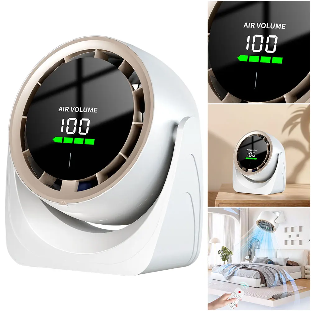 Wall-Mounted Desk Fan Rechargeable Desktop Fan Digital Display 100 Speeds for Home Office Kitchen Travel Camping