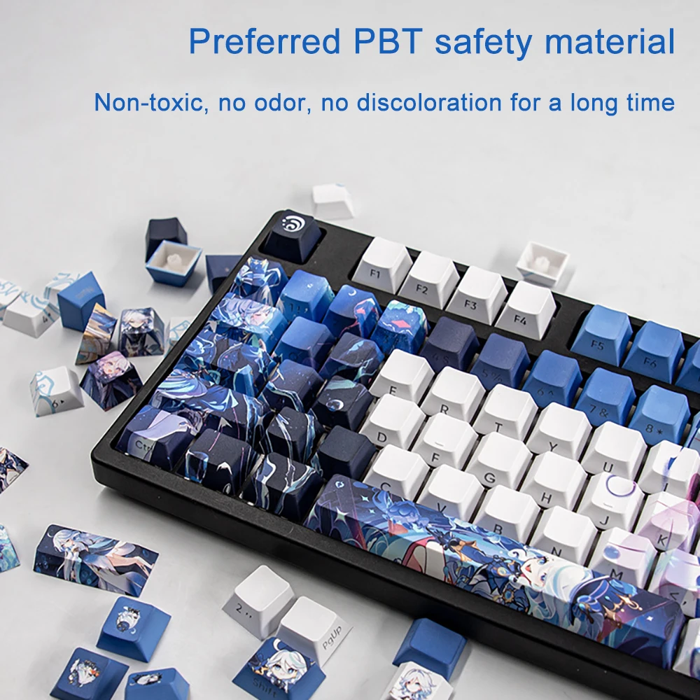 Genshin Impacto Furina Wriothesley Keycap para Teclado Mecânico Tintura-sublimação 137 Teclas Pbt Perfil Cereja Plástico - Imagem 3