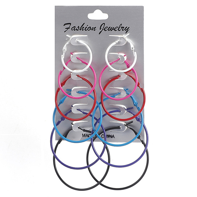 /12Pairs Punk Hoop Earrings Set Big Circle Earrings Jewelry for Women Girls Steampunk Ear Clip Punk Earring Ear Ring