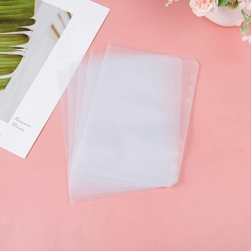 1PCS Binder Pockets A5 A6 A7 Binder Zipper Folders for 6-Ring Notebook Transparent Loose Leaf Pouch Document Filing Bags