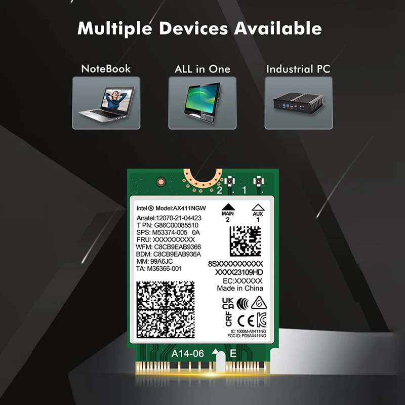 Adaptador de Rede para Laptop e pc Wi-fi Card 6e Cnvio2 Bluetooth 5.3 Tri-band 5374mbps Win10 1164bit Ax411 Hot - Imagem 5