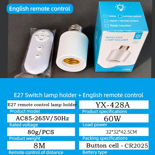 E27 60W Wireless Remote Control Smart Timer Switch Lamp Holder 110V 220V House Multi Light Switch Baby Room Bedroom Timer Switch - Image 2