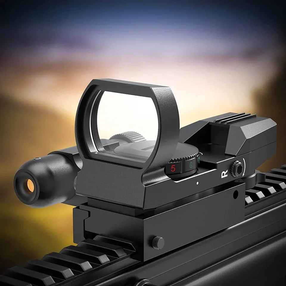 Red Dot Sight Holographic Collimator Red Dot Sight Holographic Reflex Sight 4 Reticle Optics Red and Green Illuminated Collimator Hunting Scopes