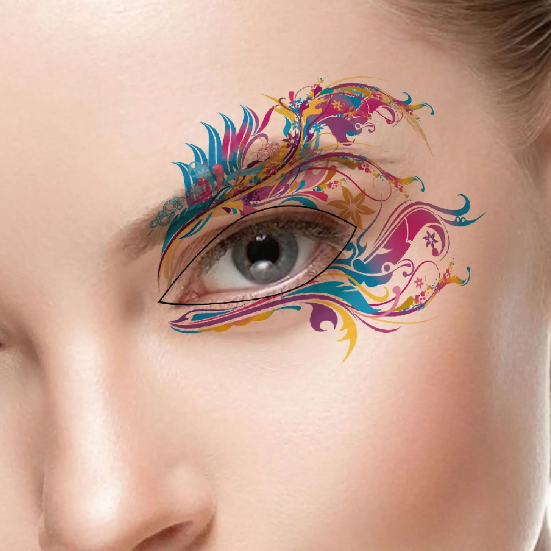 1pc Fashion Women Temporary Eye Tattoo Sexy Makeup Eyeliner Eyeshadow Sticker Eye Tattoo Flash Carnival Makeup Eye Decal