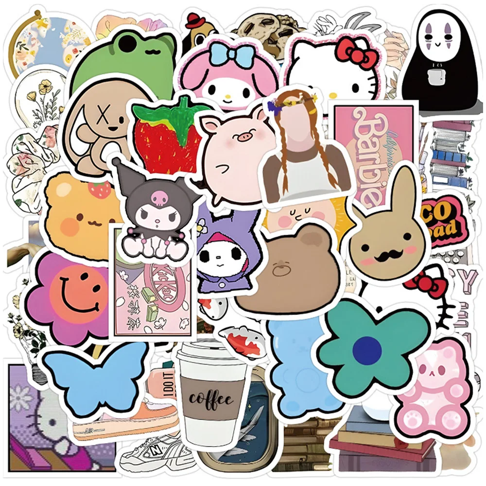 10/30/60/125pcs Kawaii Sanrio Stickers Aesthetic Hello Kitty