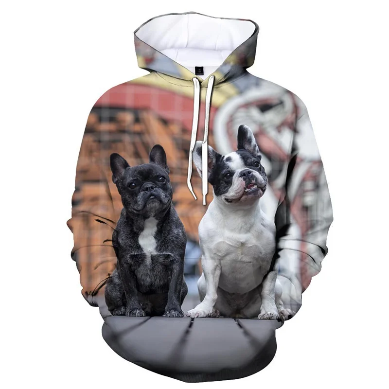 thumbnail image 1 of Sudadera con capucha de bulldog francés con impresión 3D para hombre, suéteres casuales de moda, sudadera con patrón de perro pug, ropa de abrigo de talla grande para hombre, 1 of 4