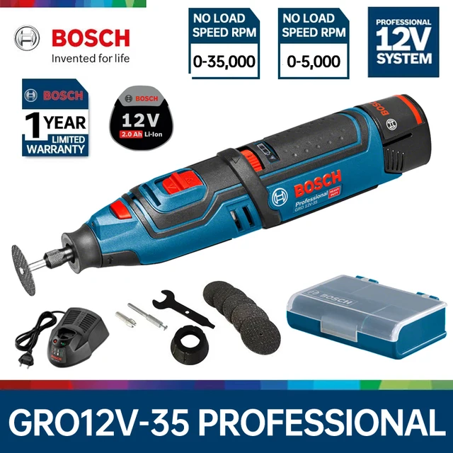 Outil multifonction rotatif GRO 12V-35 BOSCH 06019C5002 en coffret L-boxx  avec accessoires - Machine Nue