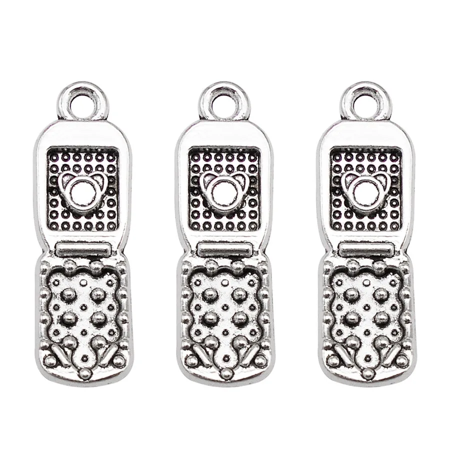 

Julie Wang 21PCS Alloy Flip Phone Shape Charms Antique Silver Color Pendant Necklace Bracelet Jewelry Making Accessory