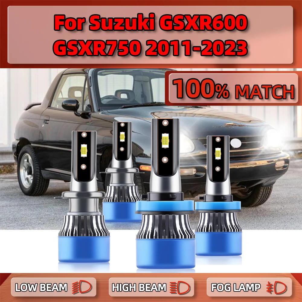 

Лампы для автомобильных фар, H7, H11, 6000 лм, 12 В, 2011 K, для Suzuki GSXR600, GSXR750, 2018-2019, 2020, 2021, 2022, 2023