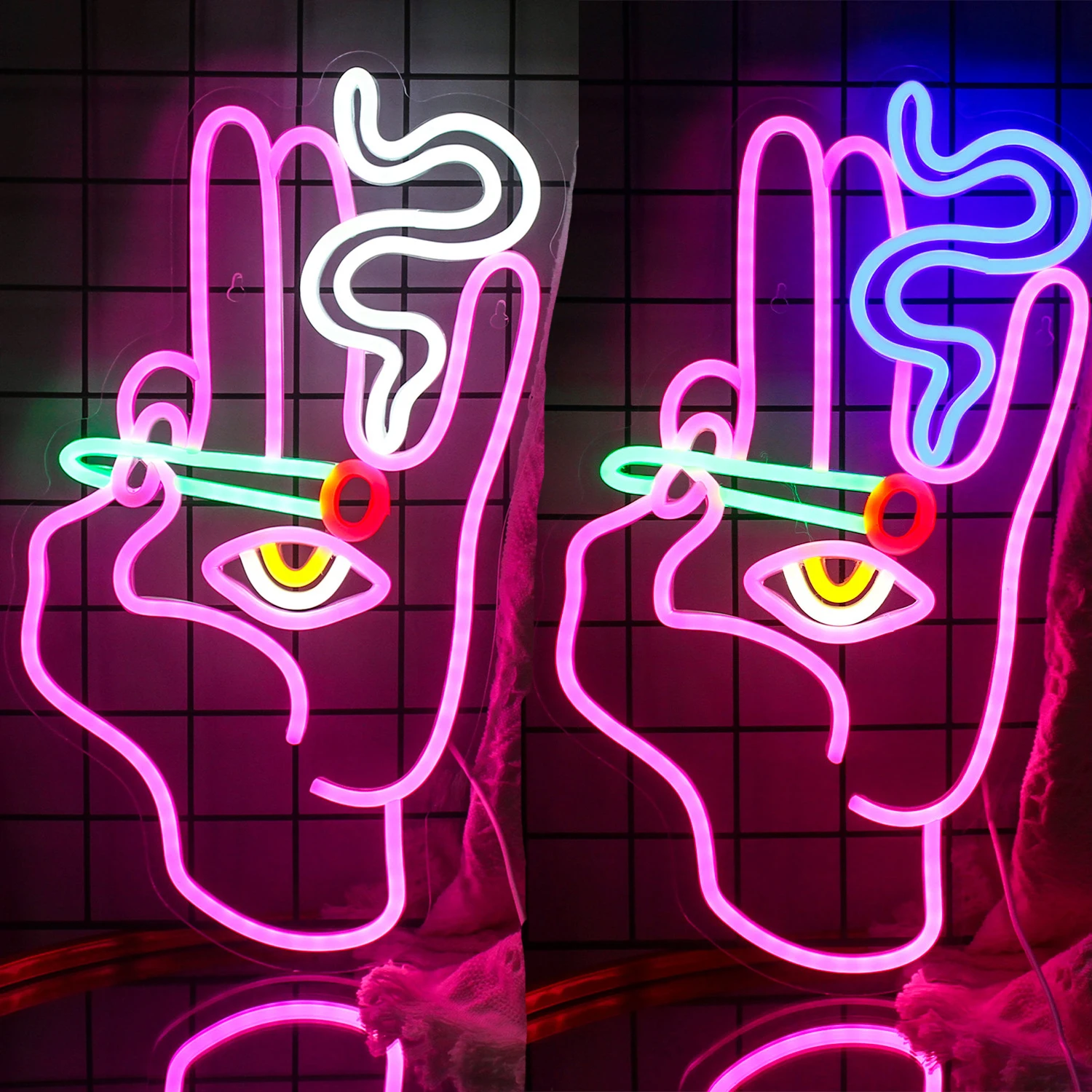 Ineonlife Neon Sign Smoking Hand Eye Personalized Led Lights Bar Game Room Home Studio Restaurant Wall Decoration Acrylic Lamps