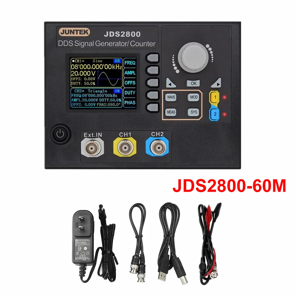 

JUNTEK JDS2800-60M 60MHz DDS Digital Function Signal Generator Control Dual-channel Frequency meter Arbitrary waveform generator