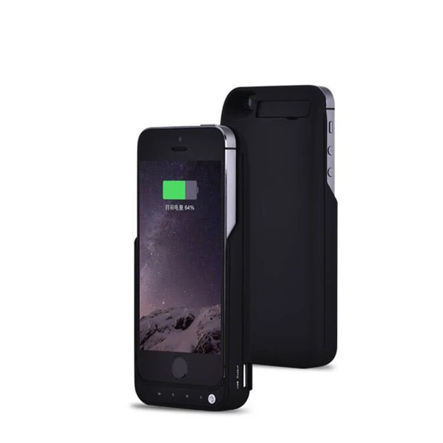 Funda cargadora de batería 5S de 4200mAh para iPhone 5C 5 5S SE, paquete de  batería USB, funda Powerbank con soporte, funda trasera de carga de  respaldo - AliExpress