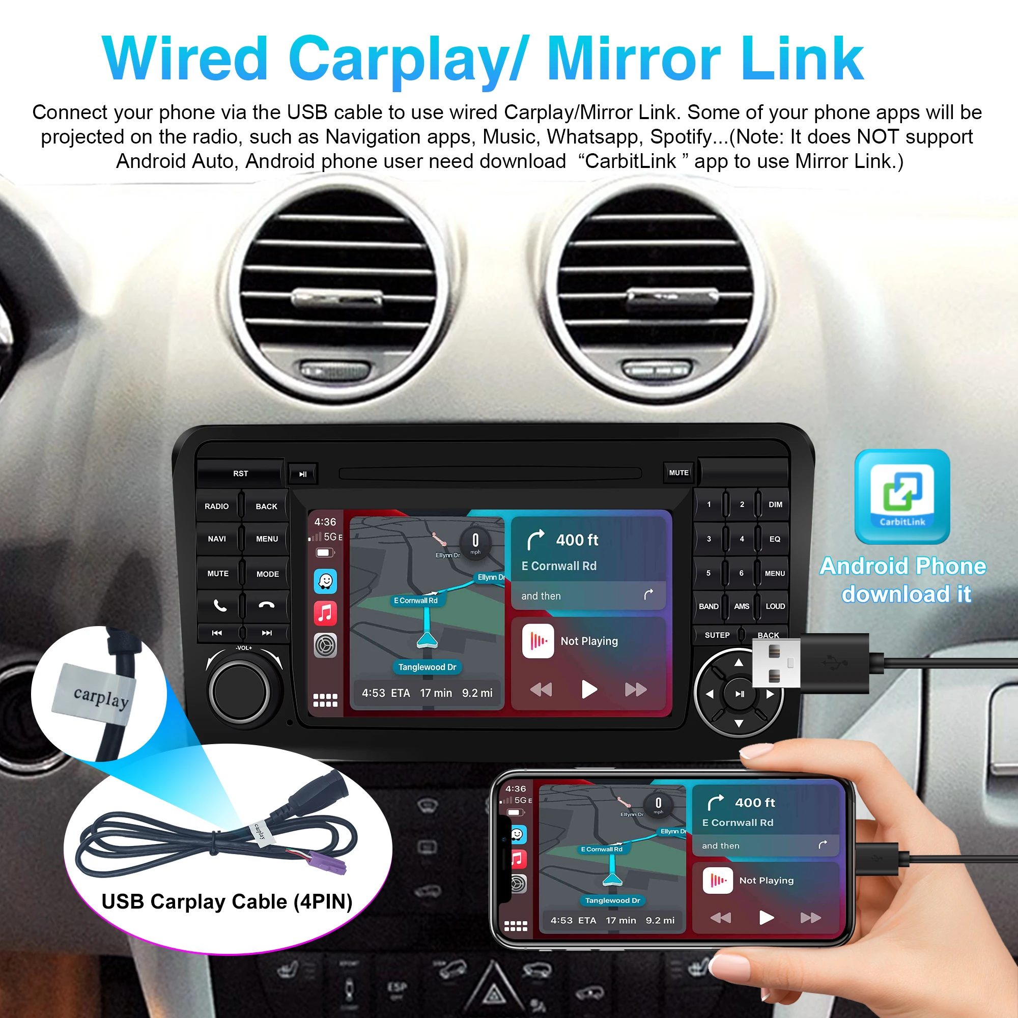 Car Radio Stereo For Mercedes Benz GL ML Class W164 X164 ML350 ML450 GL320 GL450