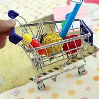 Supermarket Hand Trolley Mini Shopping Cart Desktop Decoration Storage Toy Gift 1