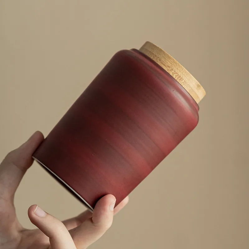 280ML Retro Powder Yin Lacquer Black Tea Box Organizer Moisture-proof Zen Storage Tank Containers Tea Caddy Tea Services Craft