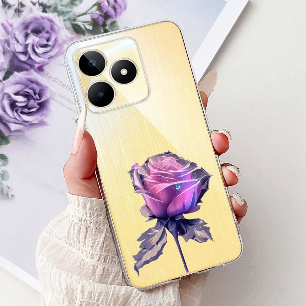 Clear Cute Cat & Butterfly Design Phone Case with Flower Accents - Stylish Protective Back Cover