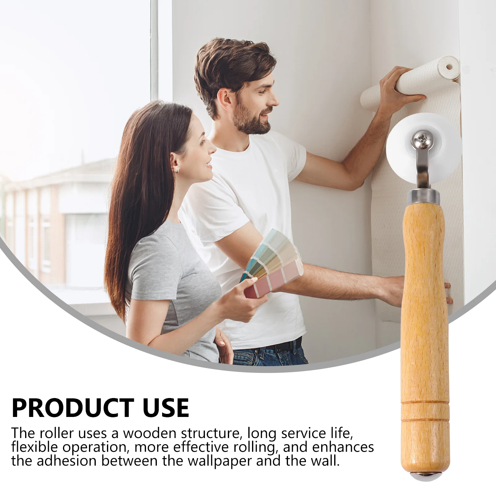 Rollers Pressure Wheel Wooden Handle Quilting Construction Tool Kit Seam White PM Wallpaper