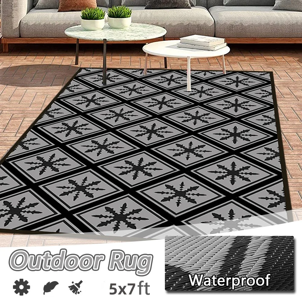 Large Jute Water Resistant Indoor Outdoor Rug 8x10 - Traditional Outdoor  Rugs for Patio, Entryway, Deck, Porch, Camping, RV - Outside Area Rug