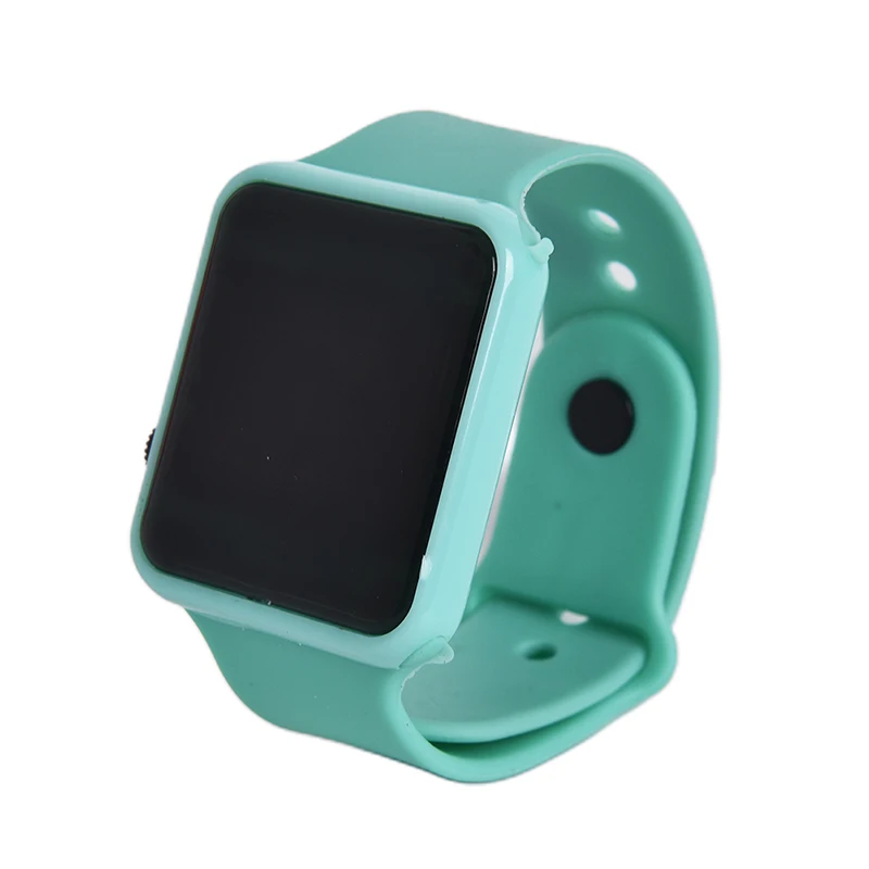 Kare silikon dijital saat kırmızı LED saatler Metal kol saati spor saat saatleri