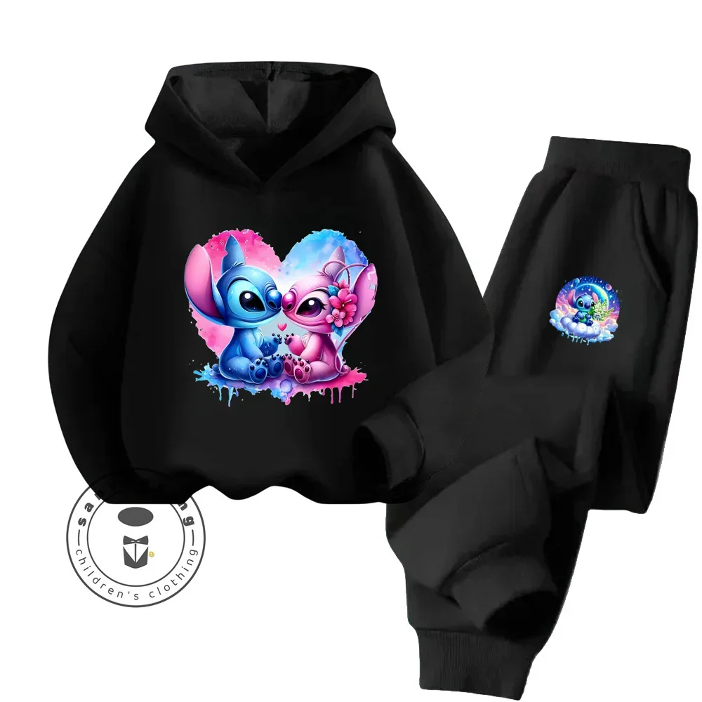 Cartoon Stitch Fall Winter Fashion Kawaii Sports Hoodie Set for