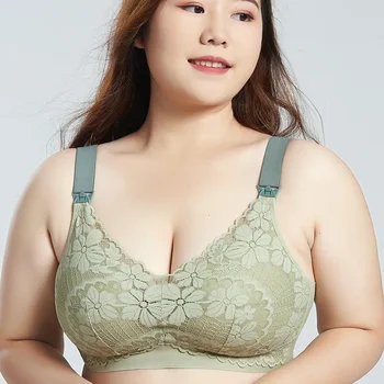 Plus Size Lace Trim Breastfeeding Bra Wirefree Soft Maternity Women Underwear Big Size Nursing Bra 1