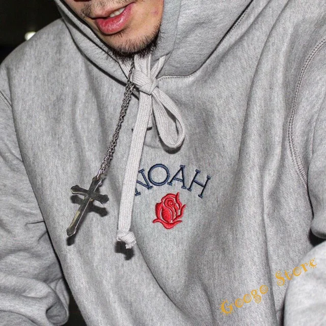 New Noah Hooded Sweatshirts Men Women High Quality Black Gray Rose  Embroidery Logo NOAH Hoodies