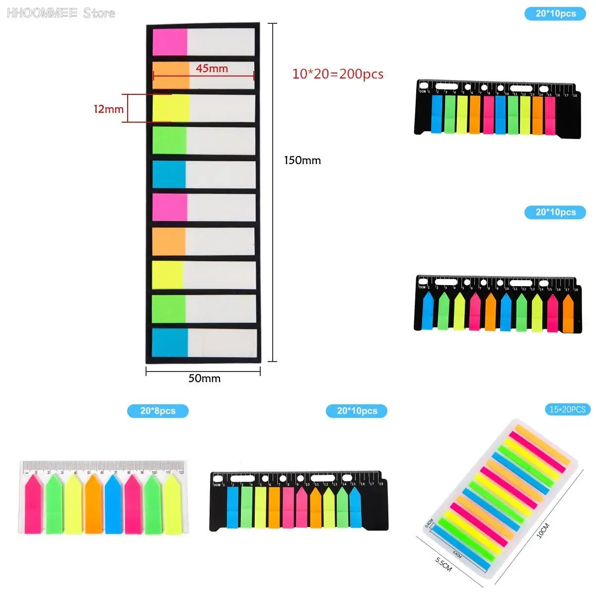 

160pcs/200PCS Markers Paper Index Notepad Bookmark Stickers Memo Pad Sticky Notes Paper School Supplies Kawaii Stationery