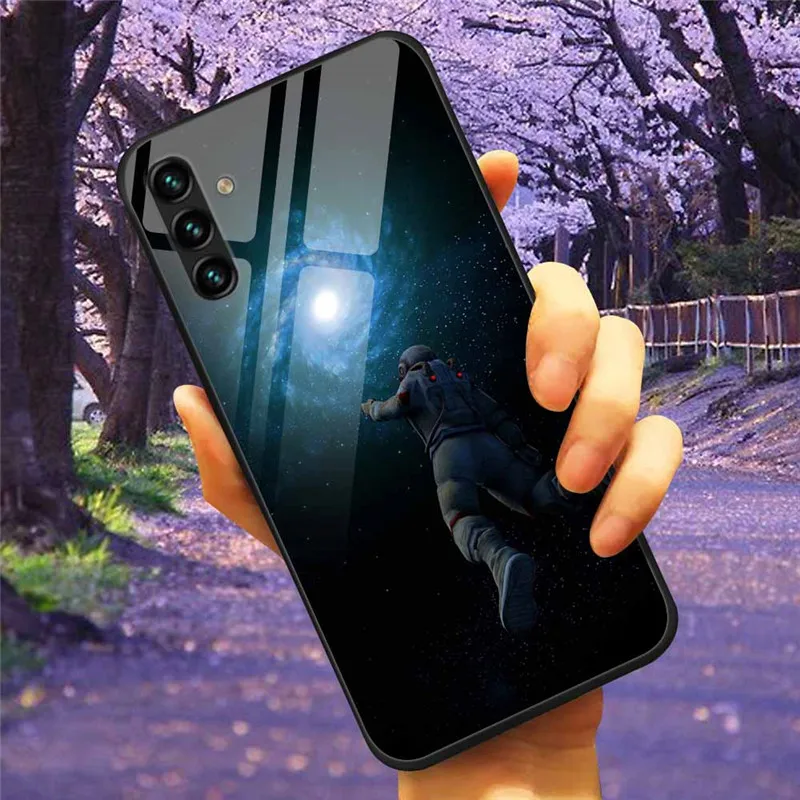 Tempered Glass Hard Cover Case for Samsung Galaxy - Space Design