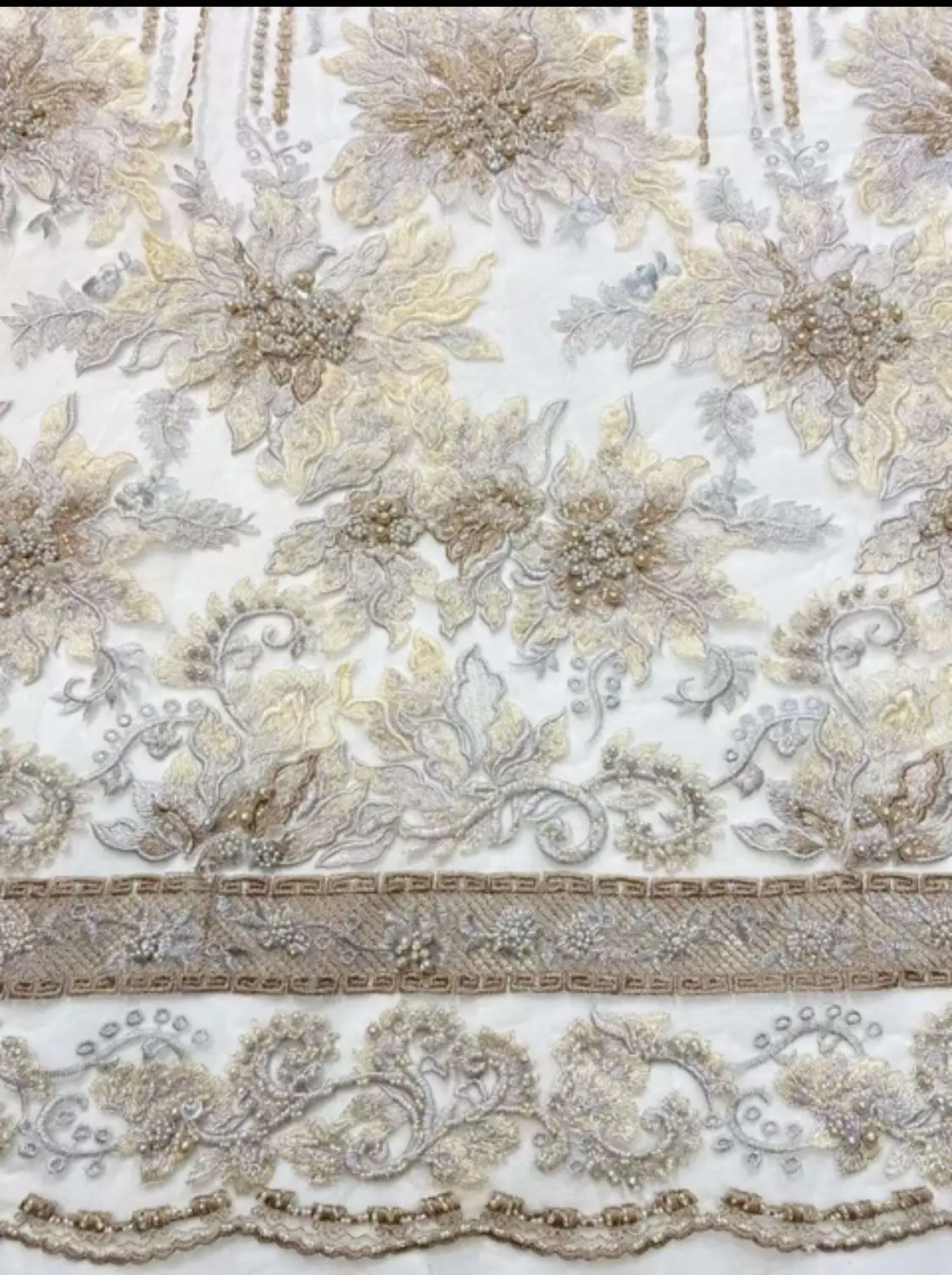 

Роскошная 3D кружевная ткань ручной работы с камнями и жемчугом, вышитая французская сетка, африканская ткань кружево для женских платьев. Свадьбы. Вечерние