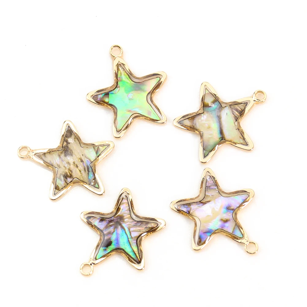 

4Pc/Lot Natural Abalone Shell Pendant Pentagram Connector Charm Pendant for DIY Necklace Earring Jewelry Making Accessories 15mm