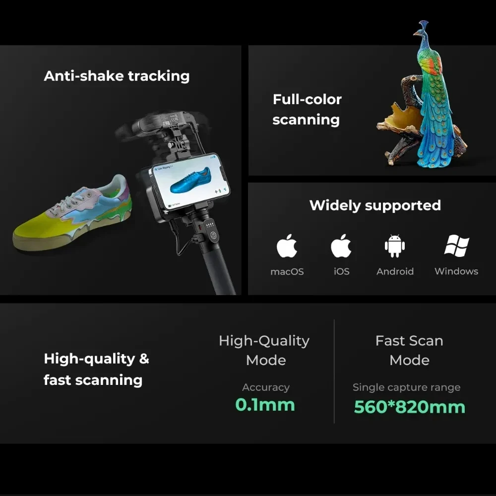 Creality CR-Scan Ferret Pro 휴대용 핸드헬드 3D 스캐너, 손떨림 방지 추적, 듀얼 모드, 빠른 스캐닝, 0.1mm 정확도, 최신