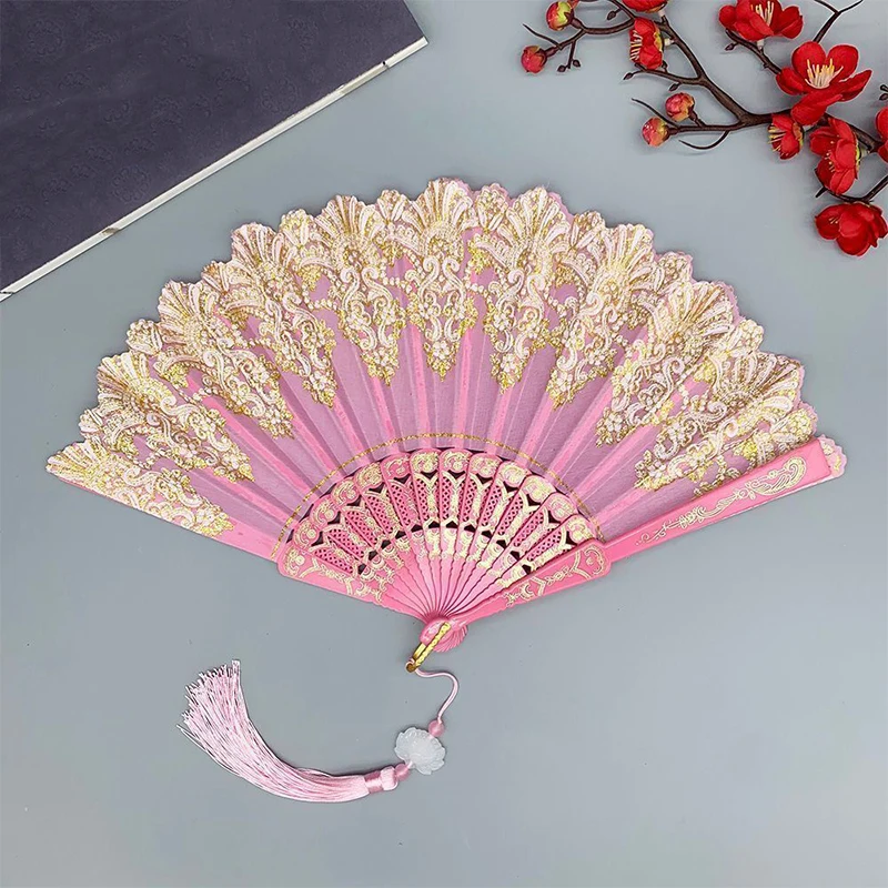 Wedding Dance Handheld Folding Fan Plastic Fan Chinese Style Art Craft