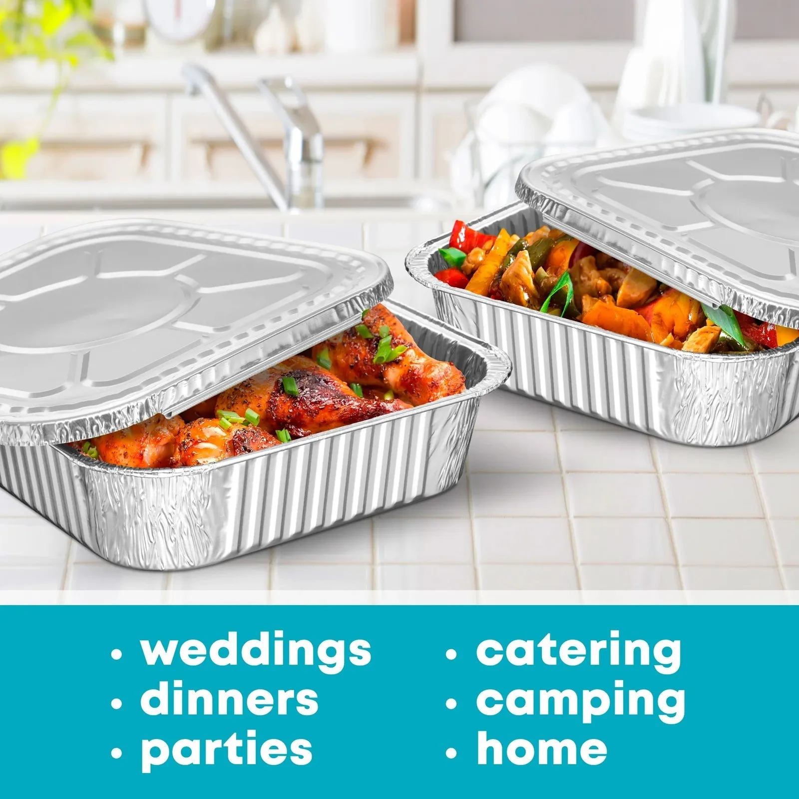 10-100PCS Kitchen Supplies Air Fryer Aluminum Foil Pan Square Oil-proof BBQ Drip Pan Tray Non-stick Food Containers Steaming