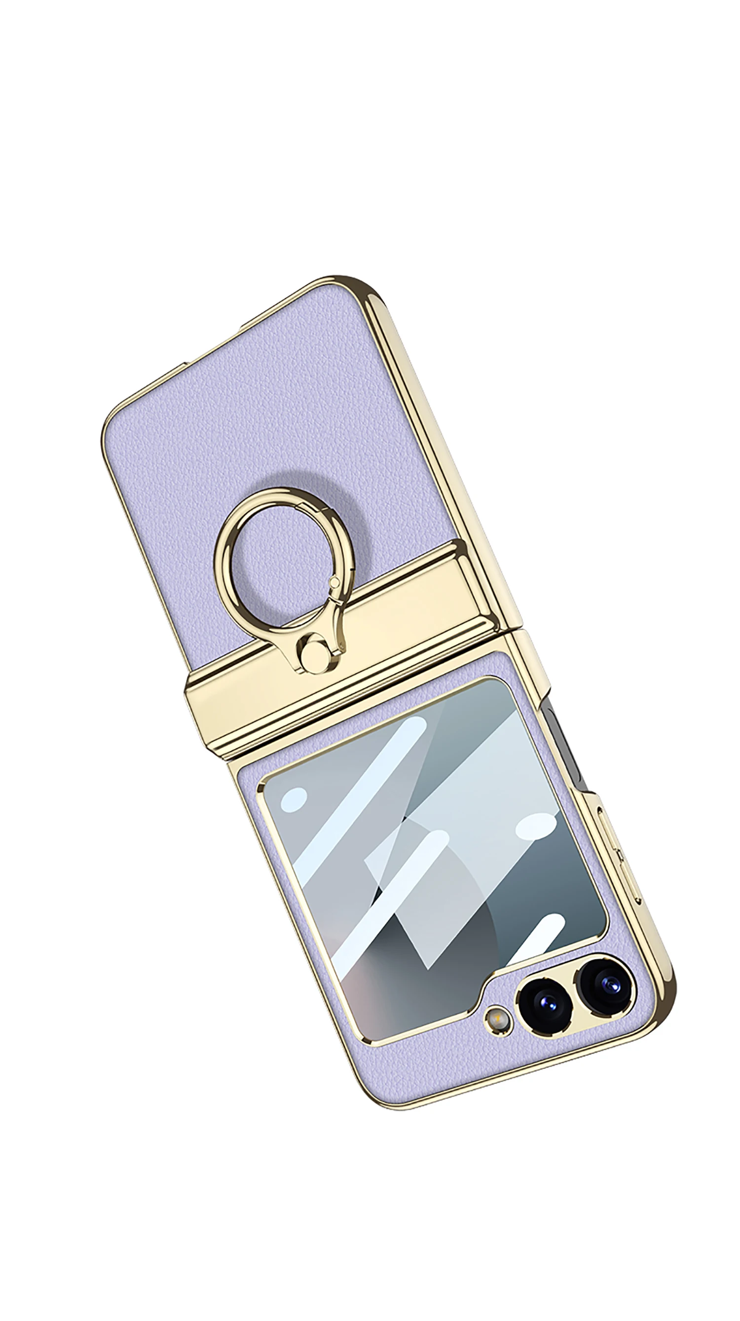 Magnetic Hinge PU Leather Case For Samsung Galaxy Z Flip 6 Screen Glass Plating